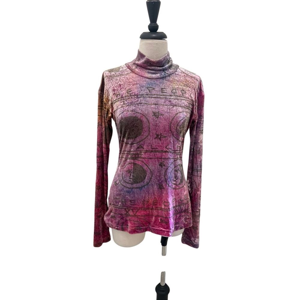 The People Of The Labyrinths Women's Long Sleeve Velvet Turtleneck Top Pink Size